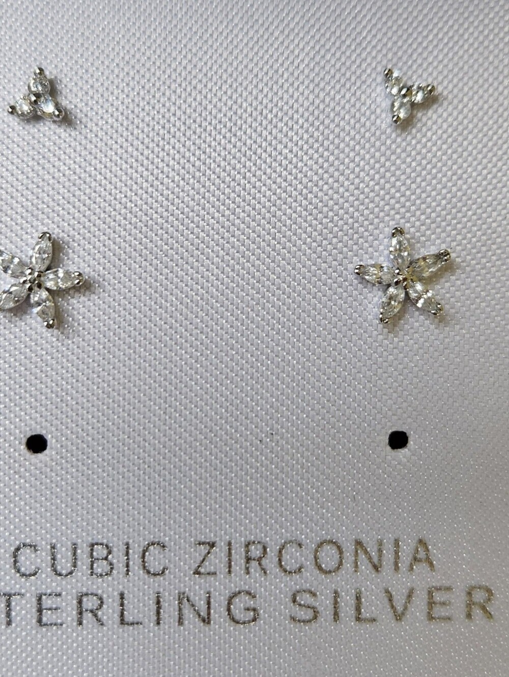 2 Pair Toddler/girl Small Sterling Silver Cubic Zirconia Post Earrings (Mb1)